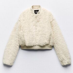 Zara Women's Cream Teddy Jacket